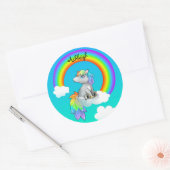 Gepersonaliseerde Rainbow Unicorn sticker (Envelop)