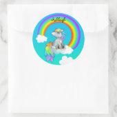Gepersonaliseerde Rainbow Unicorn sticker (Tas)