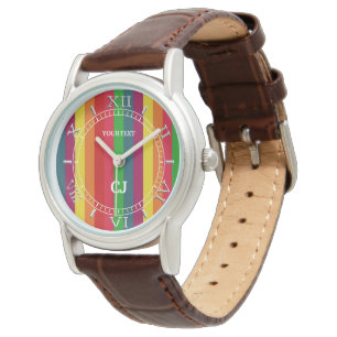 Gepersonaliseerde Rainbow verticale strepen wijzer Horloge