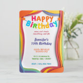 Gepersonaliseerde Rainbow Waves Verjaardag Kaart (Staand voorkant)