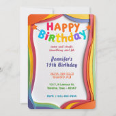 Gepersonaliseerde Rainbow Waves Verjaardag Kaart (Voorkant)