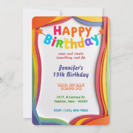 Gepersonaliseerde Rainbow Waves Verjaardag Kaart