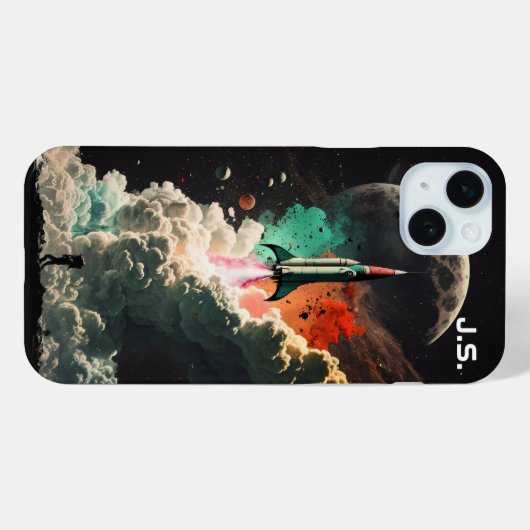 Gepersonaliseerde raket naar de maan Case-Mate iPhone case (Achterkant (horizontaal))