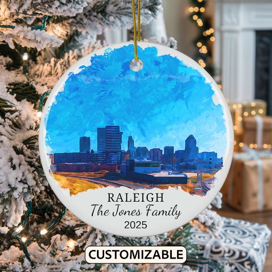 Gepersonaliseerde Raleigh Ornament, North Carolina Keramisch Ornament