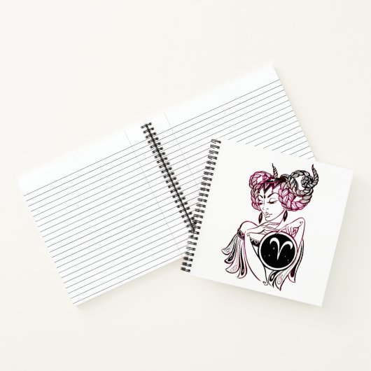 Gepersonaliseerde Ram Art Deco Lady Notitieboek (Binnen)