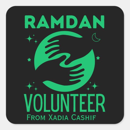 Gepersonaliseerde Ramadan Vrijwilliger Vierkante Sticker (Voorkant)