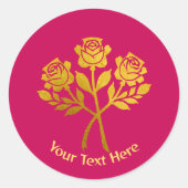 Gepersonaliseerde Raspberry Pink Faux Gold Bloemen Ronde Sticker (Voorkant)