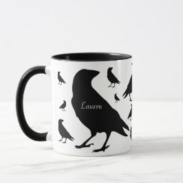 Gepersonaliseerde Raven Crow All Over Print Coffee Mok