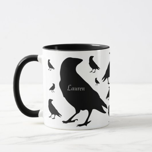 Gepersonaliseerde Raven Crow All Over Print Coffee Mok (Links)