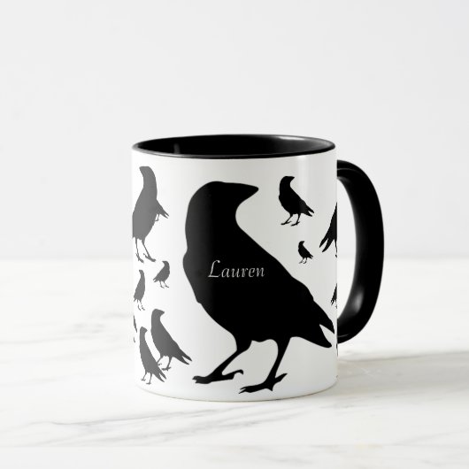 Gepersonaliseerde Raven Crow All Over Print Coffee Mok (Voorkant rechts)