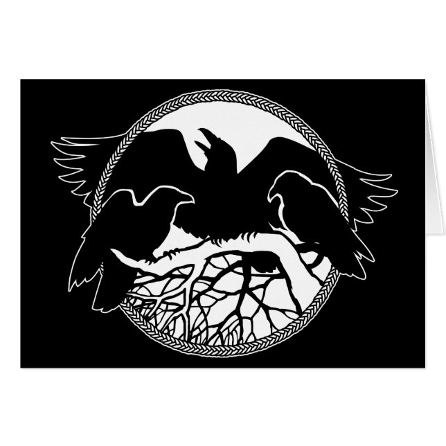Gepersonaliseerde Raven Kaart Cool Crow Art Kaarte (Voorkant Horizontaal)
