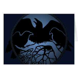 Gepersonaliseerde Raven Kaart Cool Crow Art Kaarte