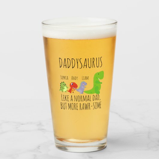 Gepersonaliseerde rawr-some Daddysaurus Glas (Voorkant gevuld)