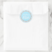 Gepersonaliseerde Ready to Pop Baby shower Blue Bo Ronde Sticker (Tas)