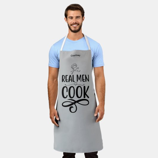 Gepersonaliseerde "Real Mannen Cook" Schort (Gedragen)