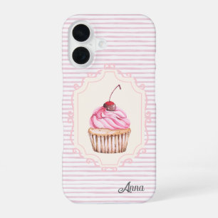 Gepersonaliseerde Real Shabby chique cupcake 70s P iPhone 16 Hoesje
