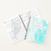 Gepersonaliseerde Recept Aqua Blue Marble Home Kok Notitieboek (Binnen)
