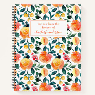 Gepersonaliseerde Recept Bloemen Home Kook Voedsel Notitieboek