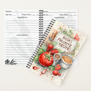 Gepersonaliseerde Receptenboek Waterverf illustrat Notitieboek