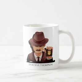 Gepersonaliseerde rechercheur met Mok Badge Coffee
