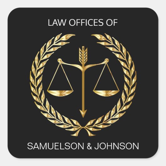 Gepersonaliseerde Rechtsadvocaat Justice Scale Zwa Vierkante Sticker (Voorkant)