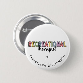 Gepersonaliseerde recreatieve therapeut ronde button 5,7 cm