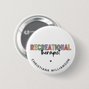 Gepersonaliseerde recreatieve therapeut ronde button 5,7 cm