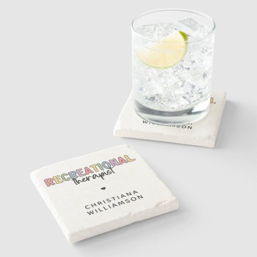 Gepersonaliseerde recreatieve therapeut stenen onderzetter (Zijkant)