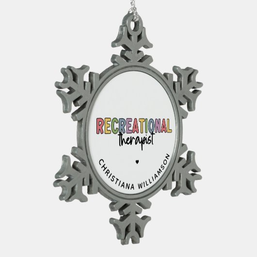 Gepersonaliseerde recreatieve therapeut tin sneeuwvlok ornament (Links)