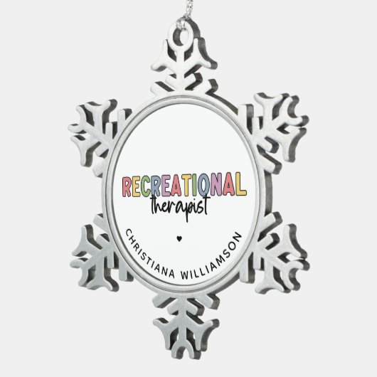 Gepersonaliseerde recreatieve therapeut tin sneeuwvlok ornament (Rechts)