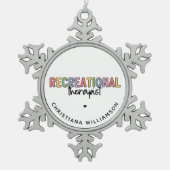 Gepersonaliseerde recreatieve therapeut tin sneeuwvlok ornament (Voorkant)