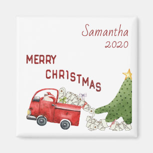 Gepersonaliseerde Red 2020 Truck Funny Kerstmis Magneet