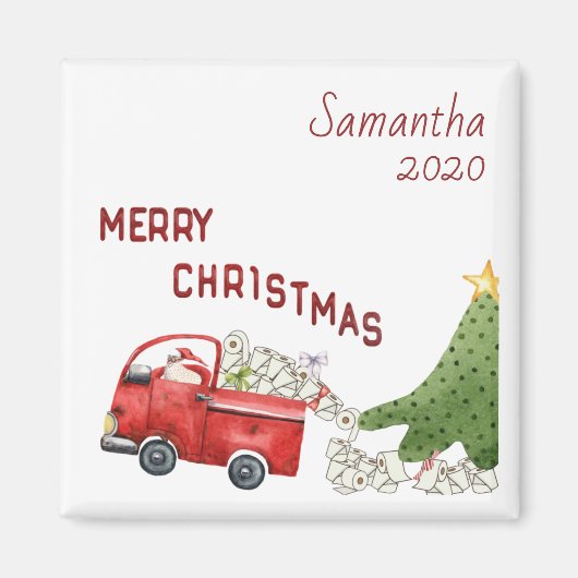 Gepersonaliseerde Red 2020 Truck Funny Kerstmis Magneet (Voorkant)