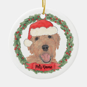 Gepersonaliseerde Red Abriot Golden Doodle Keramisch Ornament
