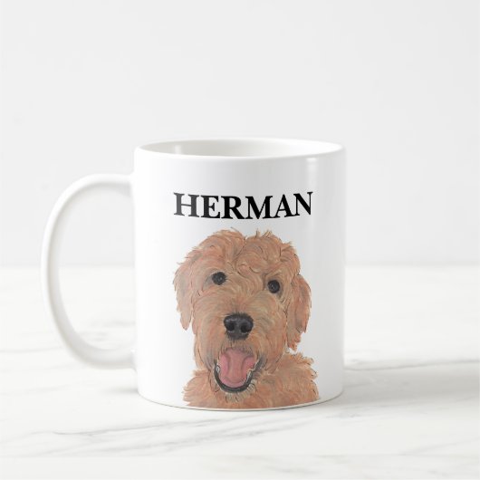 Gepersonaliseerde Red Abriot Golden Doodle Koffiemok (Links)