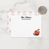 Gepersonaliseerde Red Apple kleuterschool leraar Notitiekaartje (Voorkant / Achterkant in situ)