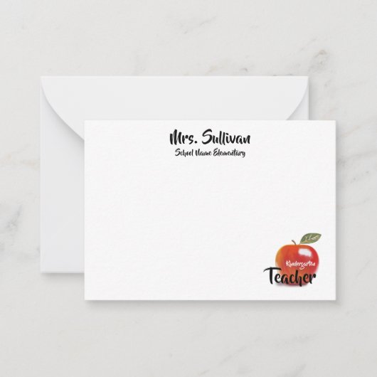 Gepersonaliseerde Red Apple kleuterschool leraar Notitiekaartje (Voorkant)