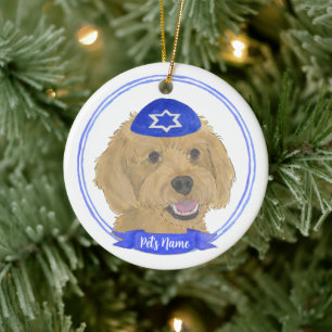 Gepersonaliseerde Red Apricot Gold Doodle Dog Chan Keramisch Ornament