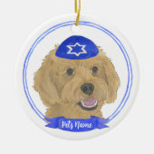 Gepersonaliseerde Red Apricot Gold Doodle Dog Chan Keramisch Ornament (Voorkant)