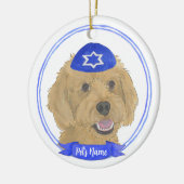 Gepersonaliseerde Red Apricot Gold Doodle Dog Chan Keramisch Ornament (Links)
