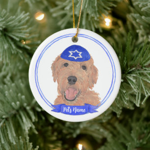 Gepersonaliseerde Red Apricot Gold Doodle Dog Chan Keramisch Ornament