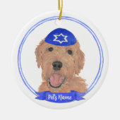 Gepersonaliseerde Red Apricot Gold Doodle Dog Chan Keramisch Ornament (Voorkant)