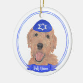 Gepersonaliseerde Red Apricot Gold Doodle Dog Chan Keramisch Ornament (Links)