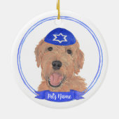 Gepersonaliseerde Red Apricot Gold Doodle Dog Chan Keramisch Ornament (Achterkant)