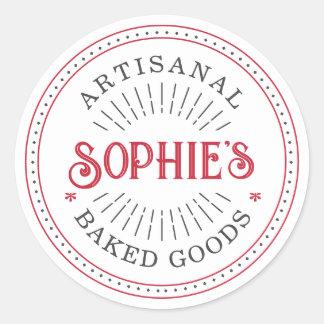 Gepersonaliseerde Red Baked Goods Logo Food Label