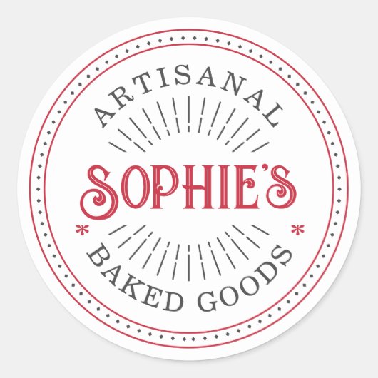 Gepersonaliseerde Red Baked Goods Logo Food Label (Voorkant)