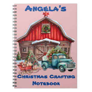 Gepersonaliseerde Red Barn, pick-up truck ambacht Notitieboek