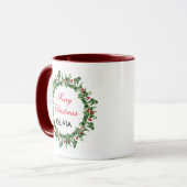 Gepersonaliseerde Red Berry Holly Christmas Mok (Voorkant links)