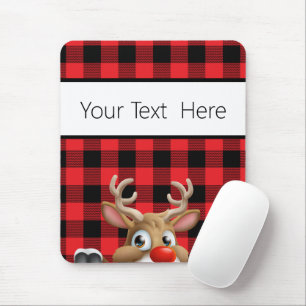 Gepersonaliseerde Red Black Buffalo Check Reindeer Muismat