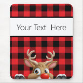 Gepersonaliseerde Red Black Buffalo Check Reindeer Muismat (Voorkant)
